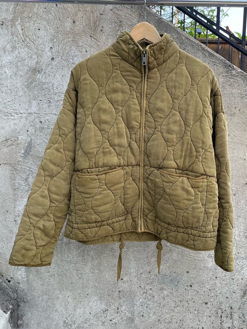 Green Zara quilted jacket size medium